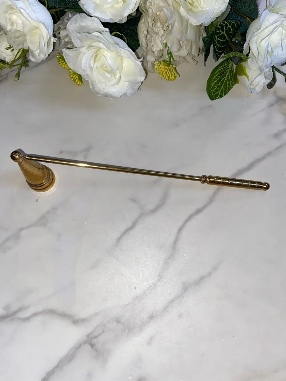 Vintage Brass Candle Snuffer with Long Handle - Classic Home Bath Accessory